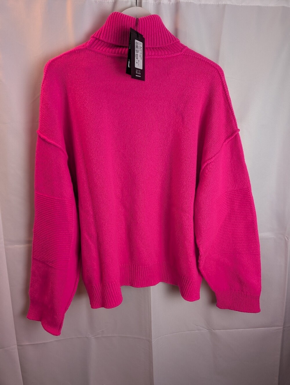 DSQUARED2 Oversized Neon Hot Pink Turtleneck Sweater Knit Luxury Pullover M BNWT - Picture 9 of 14